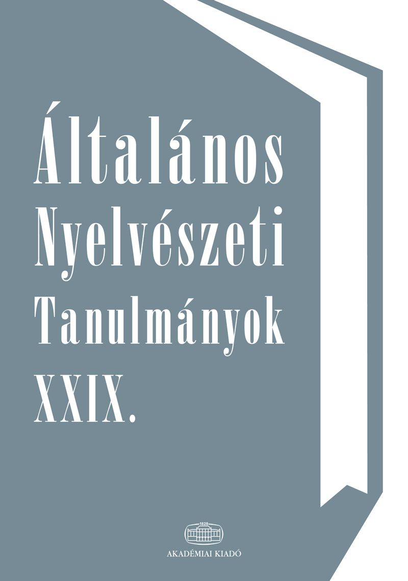 Általános Nyelvészeti Tanulmányok XXIX.